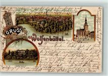 38300 W3340 Wolfenbüttel , Niedersachs Lithographie 1899 Marienkirche Kaffee-Haus