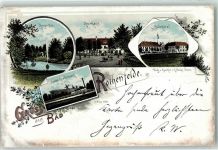 49214 W4502 Bad Rothenfelde 1896 Gebrauchsspuren Kurhaus Kurgarten Neues Gradirwerk Badehotel Lithographie