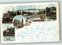 07570 O6518 Weida , Thür 1897 Lithographie Gruss aus - Viadukt mit Eisenbahn, AK