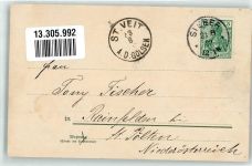 37412 W3429 Sieber 1902 Lithographie Wildbach Hirsch Hirschkuh Am stumpfen Stein Forsthaus Königshof