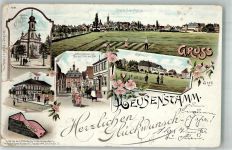 63150 W6056 Heusenstamm Gebrauchsspuren Kath. Kirche Schloss Schlossstrasse Lithographie Büge und Einriß