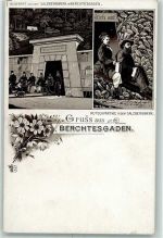 W8240 Berchtesgaden Gruss aus Rutschpartie AK Salzbergwerk 1899 Lithographie