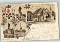 67158 W6701 Ellerstadt 1900 Lithographie Jahn-Denkmäler Hasenheide Schönlanke Lanz Jahn's Grab Erinnerungs-Turnhalle Ort lt. Stempel