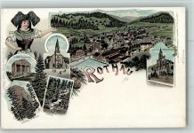 67570 Rothau Lithographie Eglise Kirche Musee du Donon Chateau la Roche Serva Elsaß Tracht