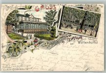 38300 W3340 Wolfenbüttel , Niedersachs 1897 Gebrauchsspuren Gasthaus Antoinettenruh Lithographie