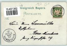 86899 W8910 Landsberg a. Lech 1897 Lithographie Mutterturm Exercierhaus Karolinenbrücke