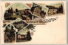 09429 O9372 Wolkenstein Lithographie Warmbad Badehaus Waldmühle Hütten-Mühle Landhaus