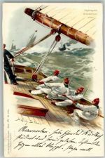 Adelskorrespondenz Segelregatta Großschoot dicht Stöwer, W. 1898 Lithographie / Künstlerkarte
