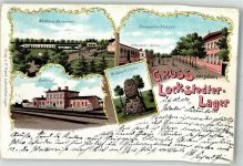 25551 W2214 Lockstedt , Holst 1901 Lithographie Lockstedter Lager Bahnhof Waldersee-Stein Gravelotte-Strasse Wellblech-Baracken