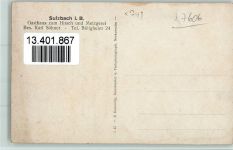 74842 W6959 Sulzbach , Bauland 1936 - Gasthaus zum Hirsch und Metzgerei Söhner AK