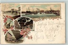19322 O2900 Wittenberge , Prignitz 1900 Lithographie Bahnhof Elbbrücke Hafen Bahnstraße