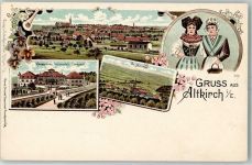 68130 Altkirch 1898 Lithographie Gruss aus Kneipp Heilanstalt Carspach AK