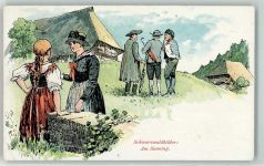 Schwarzwaldbilder: am Sonntag Trachten Schwarzwald 1935 Gebrauchsspuren