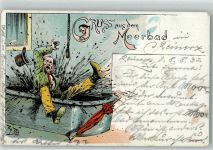 sign. Thiele, Arthur Humor AK Moorbad 1932 Lithographie