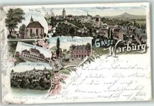 34414 W3530 Warburg , Westf 1897 Lithographie Kaiserl. Post Schule Burg-Kapelle