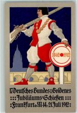 W6000 Frankfurt am Main Offiz. Festkarte Nr. 1 sign. Heinrich Landgrebe Verlag Dondorf Schützenfest 1912 Lithographie / Künstlerkarte
