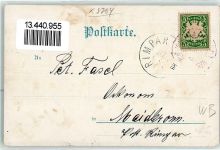 97215 W8704 Uffenheim 1898 Gebrauchsspuren Kath. Kirche neue Stadtkirche Bahnhof Lithographie
