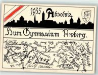 92224 W8450 Amberg , Oberpf 1935 - Studentika Absolvia Hum. Gymnasium 1935 Pennälerverbindung