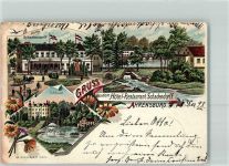 22926 W2070 Ahrensburg 1898 Gebrauchsspuren Hotel Schadendorff Schloss Lithographie
