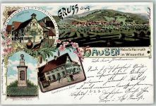 79688 W7862 Hausen im Wiesental 1898 Lithographie Hebelhaus Hebel-Denkmal Gasthaus Zum Adler