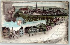 92345 W8435 Dietfurt a d Altmühl 1898 Lithographie Hauptstraße rathaus Mädchenschule