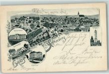 08289 O9412 Schneeberg , Erzgeb 1903 Lithographie Kgl. Gymnasium Gewerbeschule Seminar Reitbergturm Wappen