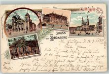 Bromberg Bydgoszcz 1899 Lithographie Stadttheater Post Friedrichsplatz 5. Schleuse