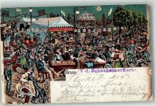 W6000 Eckenheim Kerbe Lampions Zelte Nr 217 Lithographie/Mondschein Jahrmarkt 1905 Gebrauchsspuren
