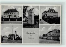86368 W8906 Gersthofen Foto AK Pfarrhof Kriegerdenkmal Parteiheim Schule Hindenburgplatz
