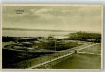 24937 W2390 Flensburg Gebrauchsspuren Stadion Bahnpoststempel Foto AK