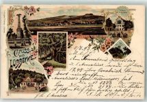 32312 W4990 Lübbecke , Westf 1898 Lithographie Kriegerdenkmal Reinebergs Linde Rathaus Marktplatz Wart-Turm