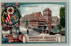 W8500 Nürnberg Werbung Metzger GmbH Wappen - Henkersteg Lebkuchen Lithographie
