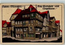 34346 W3510 Hann Münden 1922 Künstlersteindruck Ecke Kirchplatz und Langestraße