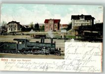 36179 W6440 Bebra 1903 Lithographie Am Bahnhof Dampflokomotive Güterwagen Brücke