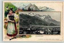 82467 W8100 Partenkirchen 1903 Prägedruck Tracht Serie VII