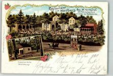 38300 W3340 Wolfenbüttel , Niedersachs 1901 Lithographie Gasthaus zum Waldhaus Fümmelser Köthe Wildfütterung