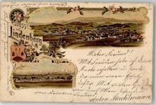 88161 W8998 Lindenberg i. Allgäu 1898 Lithographie Stadtwappen