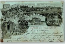 38350 W3330 Helmstedt 1899 Lithographie / Mondschein Gasthaus Waldfriede Landwirtschaftsschule Haushaltungsschule