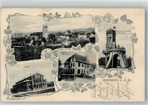 89522 W7928 Giengen an der Brenz 1907 - Rundsichtsturm Schiessberg Turnhalle Gasthaus zum Bahnhof