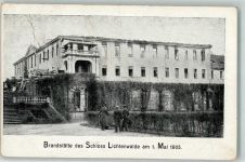 09577 O9381 Lichtenwalde Foto AK Brandstätte Schloß Lichenwalde 1905 Bahnpost Dresden-Reichenbach Zg 1002