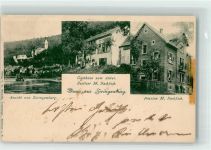 64673 W6144 Zwingenberg , Bergstr 1904 - Pension Backfisch Zwingenburg Gasthaus zum Anker Bahnpost Mannheim-Würzburg Zg. 338