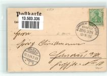 64673 W6144 Zwingenberg , Bergstr 1904 - Pension Backfisch Zwingenburg Gasthaus zum Anker Bahnpost Mannheim-Würzburg Zg. 338