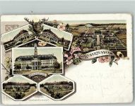 04779 O7264 Hubertusburg 1897 Gebrauchsspuren Schloß Hubertusburg Hirschkopf Lithographie