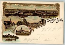 82256 W8080 Fürstenfeldbruck Lithographie Kloster Marktplatz Schwimmschule