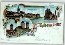 39590 O3504 Tangermünde 1900 Lithographie Rathaus Rosspforte Neustädter Tor