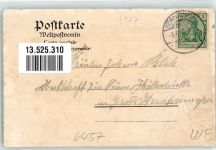 63477 W6457 Dörnigheim 1902 Gebrauchsspuren Prägedruck Gasthaus zur Mainlust Saal Garten Raddampfer
