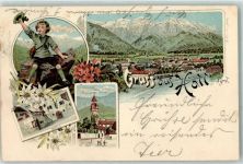 6060 Hall in Tirol 1898 Lithographie Rathaus Münzerturm