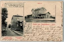 49828 W4458 Neuenhaus , Dinkel 1907 Gebrauchsspuren Bahnhof Gasthaus Rand beschädigt II