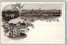 02899 O8906 Ostritz Lithographie Kloster Marienthal Marktplatz Bahnhof
