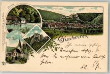 89143 W7902 Blaubeuren 1896 Lithographie Blautopf Klosterkirche m. Kapitelhaus Rusenschloss